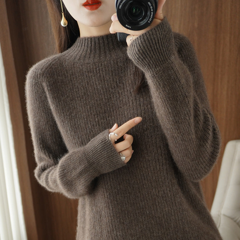 Damen Kurz-Stehkragenpullover aus feinem Feinstrick mit kaschmirähnlicher Weichheit und Raglanärmeln Echoarchiv