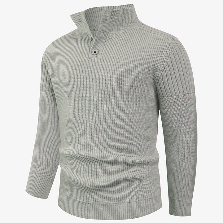 Herren Strickpullover mit hohem Kragen und Knopfdetails Echoarchiv