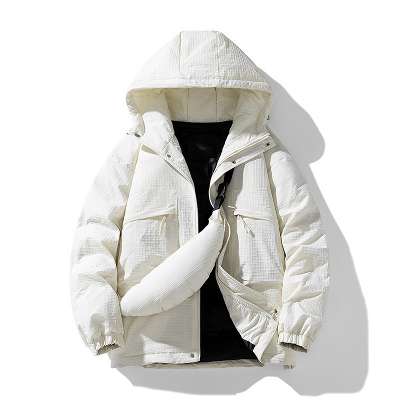 Herren Gepolsterter Ripstop-Parka mit Kapuze Oversize-Schnitt und integrierter Umhängetasche Echo Archiv
