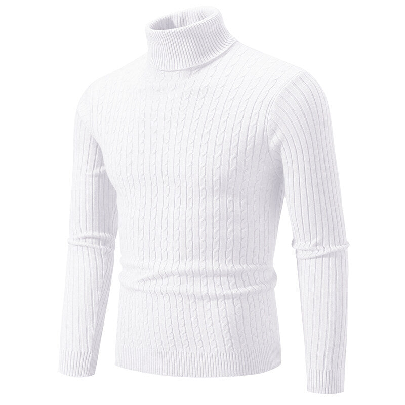 Herren nan Rollkragenpullover mit Zopfstrick und schlanker Passform Echo Archiv