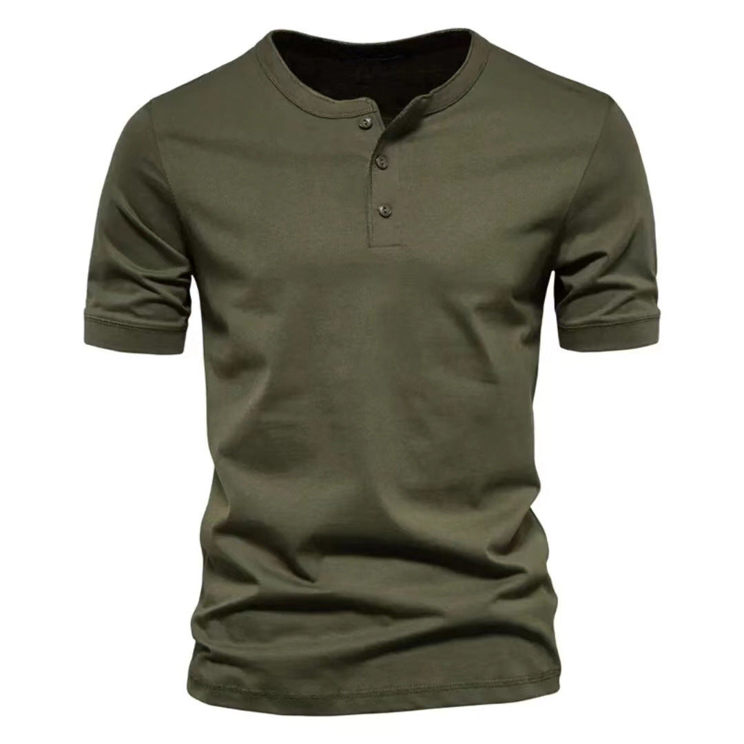 Herren Kurzarm Henley T-Shirt aus atmungsaktivem Baumwollmix Echoarchiv
