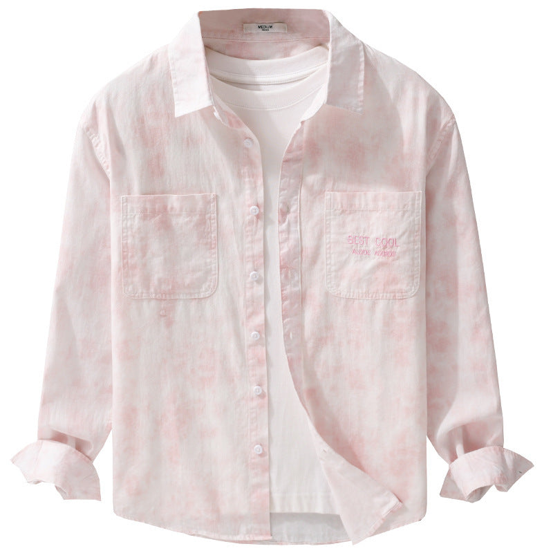Herren Leichtes Baumwoll-Overshirt mit dezenter Batikoptik, Brusttaschen und Relaxed-Fit Echoarchiv