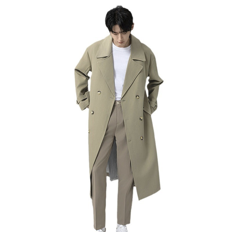 Herren Maxilanger Trenchmantel mit taillierendem Gürtel und minimalistischer Silhouette Echoarchiv
