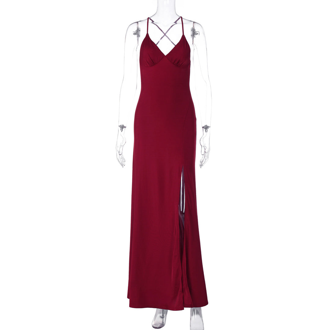 Damen Maxikleid mit raffinierten Spaghettiträgern und hohem Schlitz Echo Archiv
