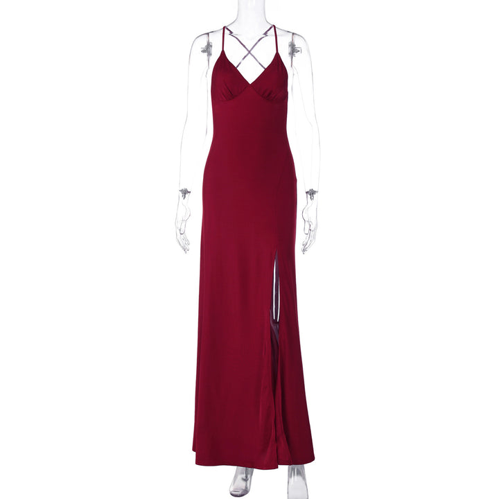 Damen Maxikleid mit raffinierten Spaghettiträgern und hohem Schlitz Echo Archiv