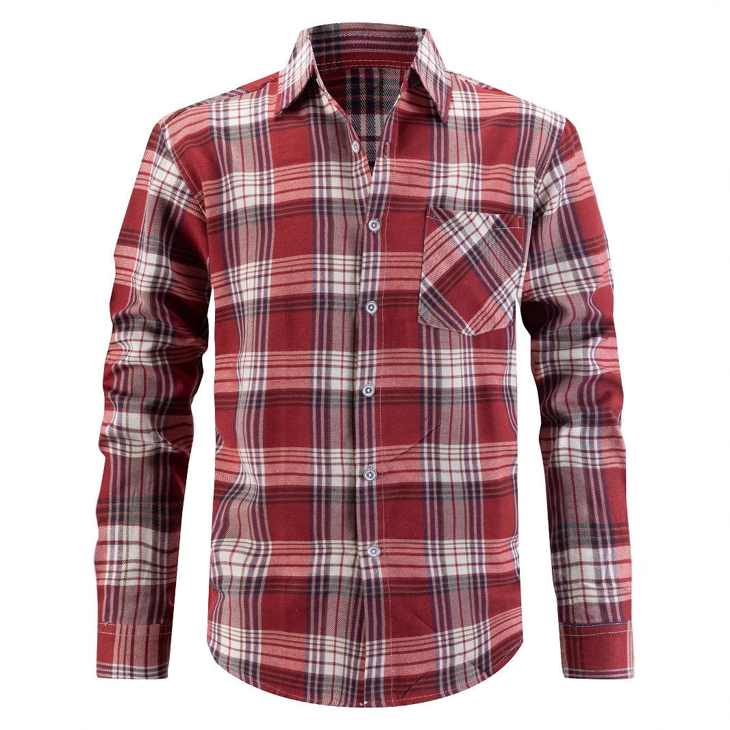 Herren Langarmhemd mit modernem Karodesign Echoarchiv