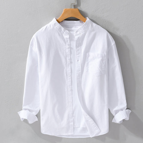 Herren Stehkragen-Overshirt aus Baumwollmix mit tonaler Brusttasche und Soft‑Touch Echoarchiv