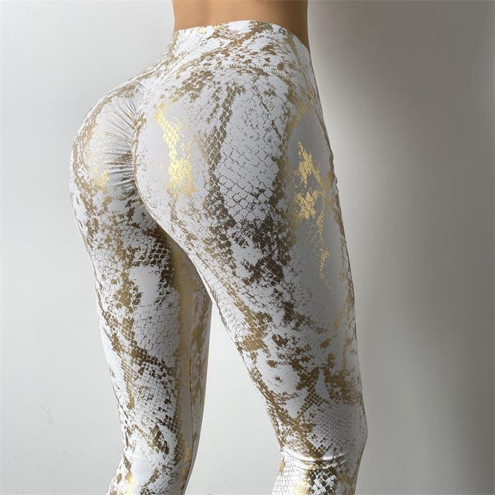 Damen nan hoch taillierte Sportleggings mit formender Kompression und strukturierter Schlangenprägung Echo Archiv