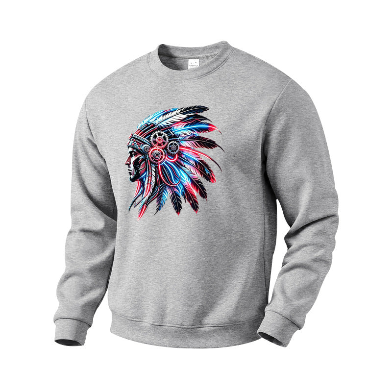Herren Sweatshirt mit detailreichem Federschmuck-Print Echoarchiv