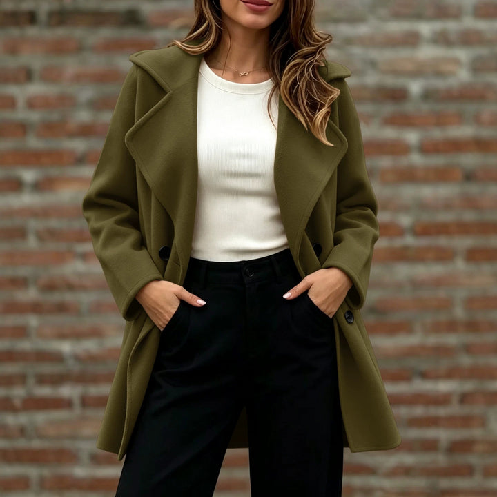 Damen Doppelreihiger Wollmantel mit Oversize-Revers Echoarchiv