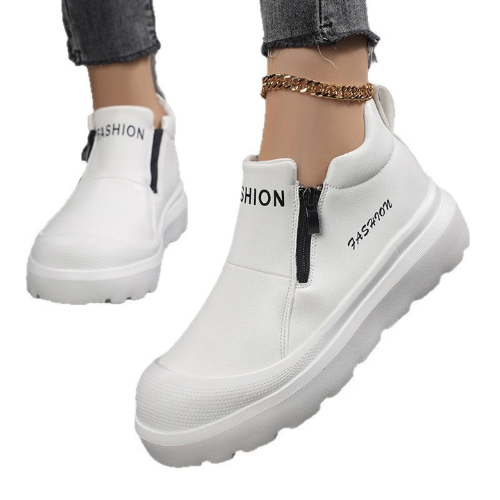Damen nan Plateau-Sneaker mit seitlichem Reißverschluss, gepolstertem Komfortfußbett und profiliertem Laufprofil Echo Archiv