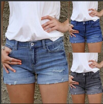 Damen hoch taillierte Denim-Shorts im modernen Vintage-Stil Echo Archiv