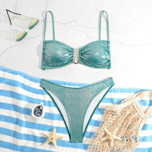 Damen Glänzender Bikini mit feinen Trägern Echo Archiv