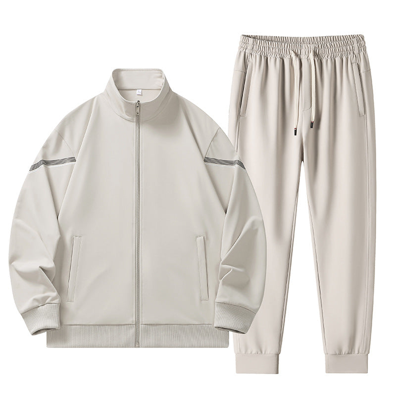 Männer's minimalist performance training set aus atmungsaktivem Funktionsstoff mit Stehkragen und Kordelzug – Marzano