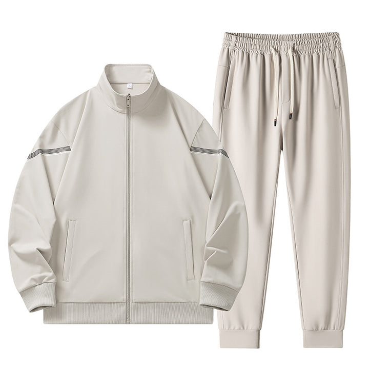 Männer's minimalist performance training set aus atmungsaktivem Funktionsstoff mit Stehkragen und Kordelzug – Marzano