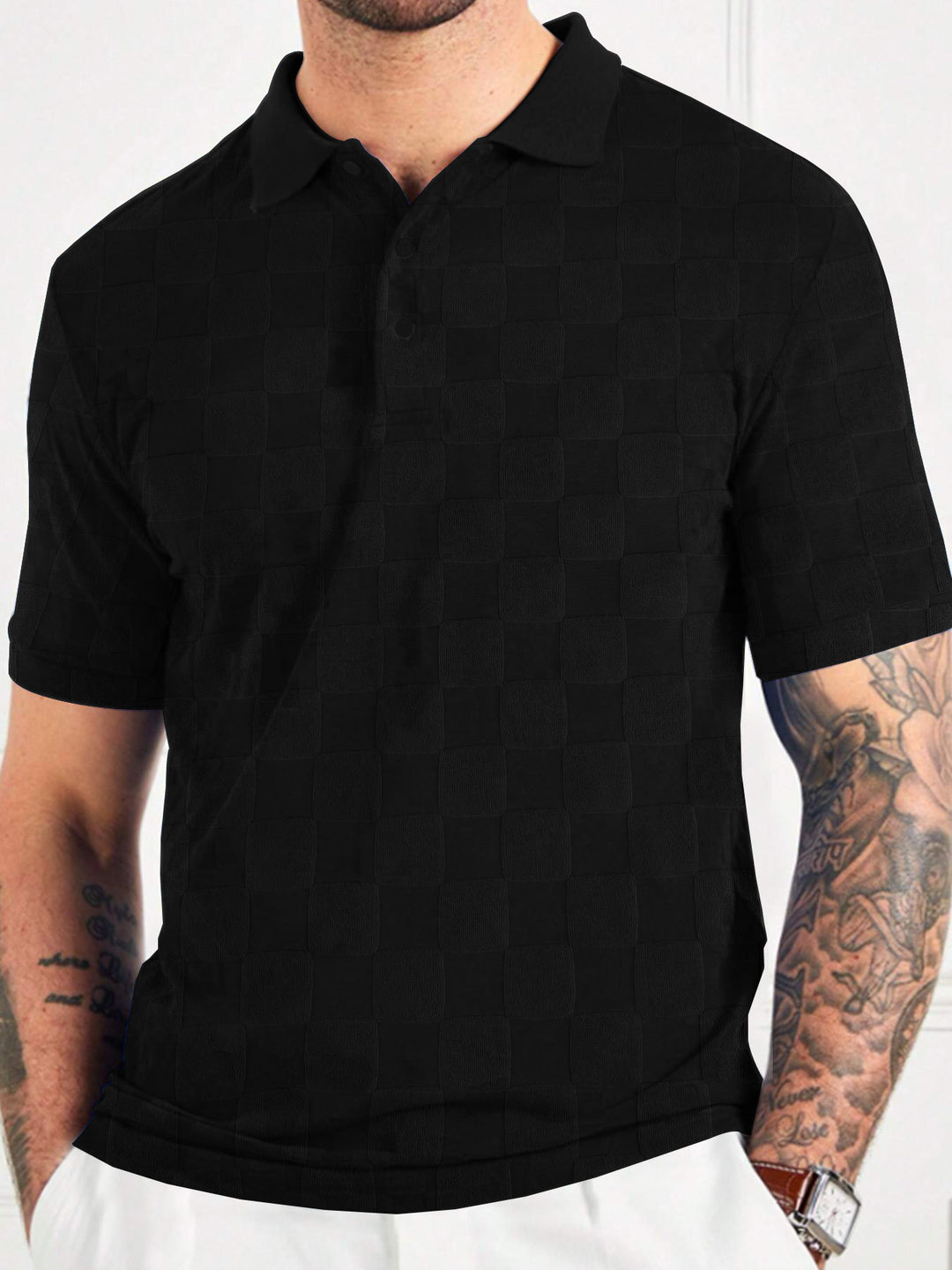 Herren Poloshirt mit strukturiertem Design und modischen Knöpfen Echoarchiv