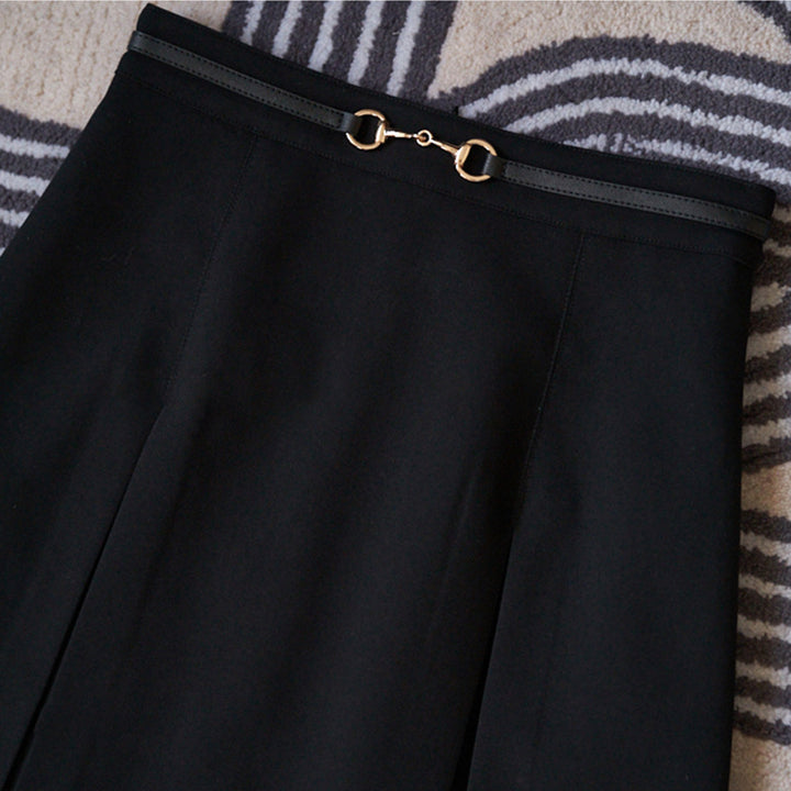 Damen Midirock mit schwingendem Design und Taillengürtel Echoarchiv