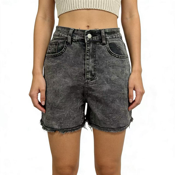 Damen modische Denim-Shorts im lässigen Schnitt mit fransigem Saum Echo Archiv