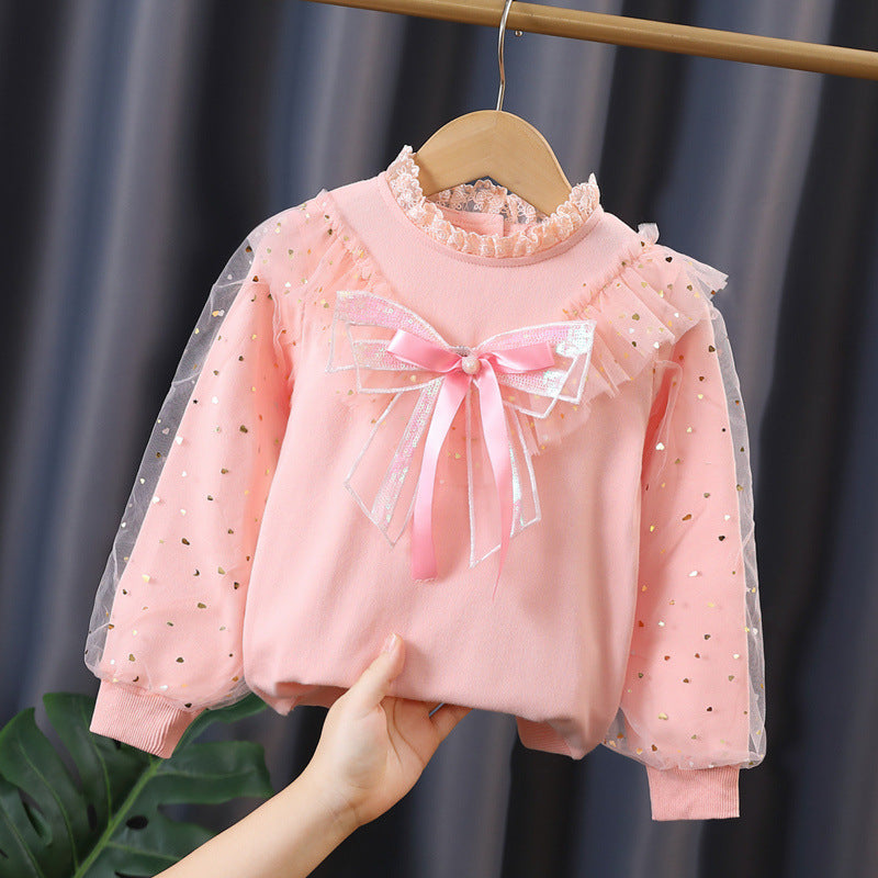 Mädchen modisches Sweatshirt mit dekorativen Tüllärmeln und Schleifendetails Echo Archiv
