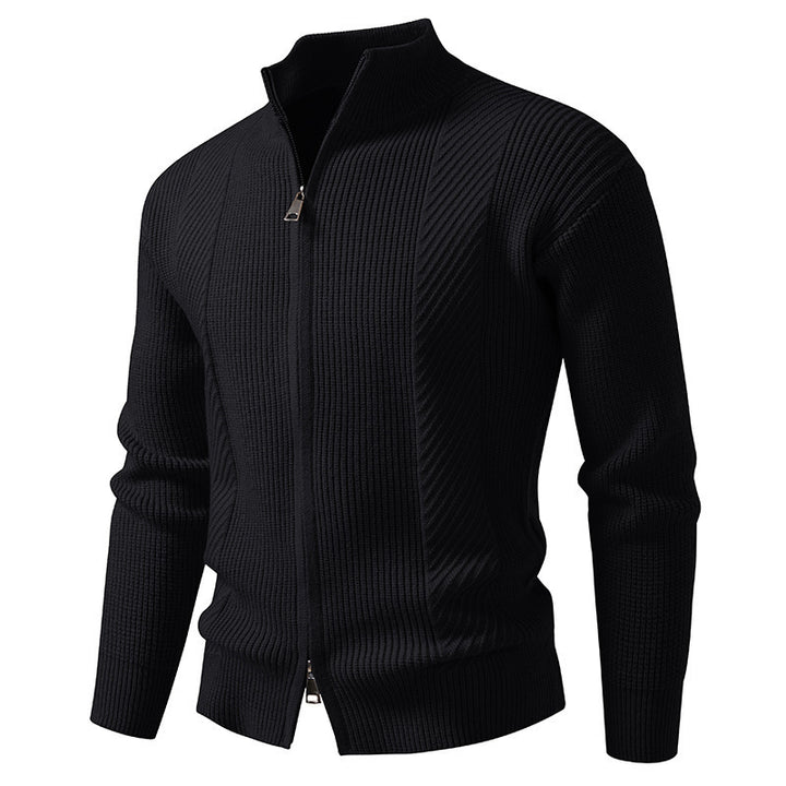 Herren modische Strickjacke mit Stehkragen und durchgehendem Reißverschluss Echoarchiv