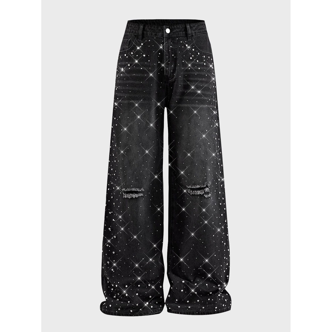 Damen Veredelte Jeans mit weitem Bein Echoarchiv
