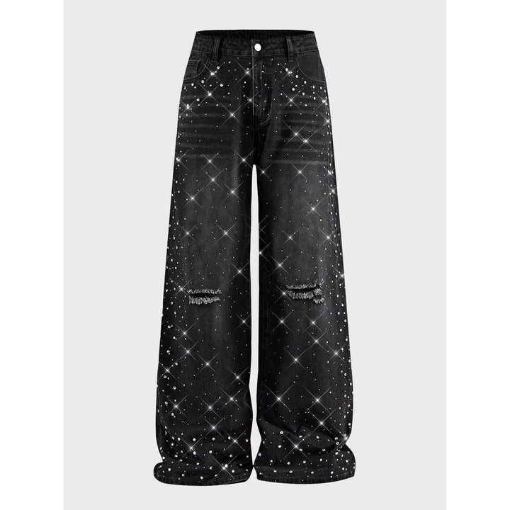 Damen Veredelte Jeans mit weitem Bein Echoarchiv