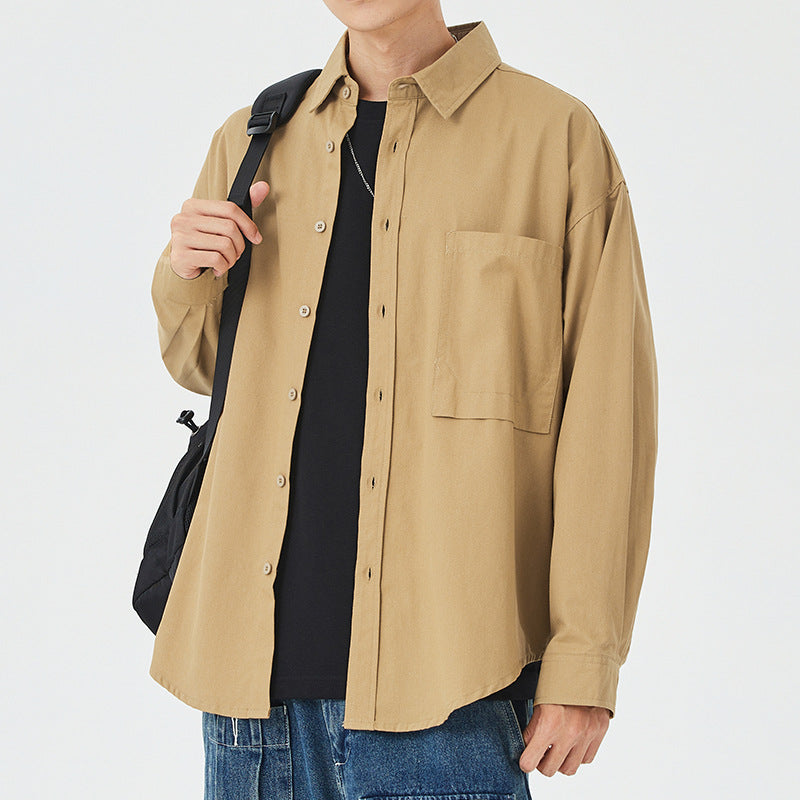 Herren lässige Baumwollhemdjacke mit aufgesetzter Brusttasche Echoarchiv