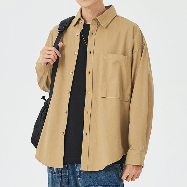 Herren lässige Baumwollhemdjacke mit aufgesetzter Brusttasche Echoarchiv