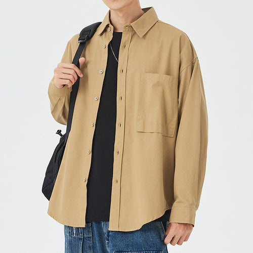 Herren lässige Baumwollhemdjacke mit aufgesetzter Brusttasche Echoarchiv