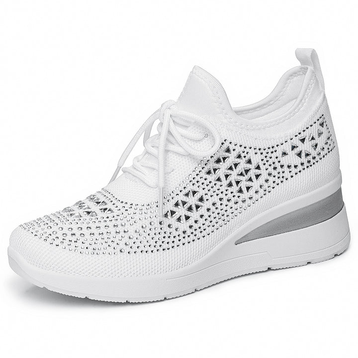Damen nan Strick-Plateau-Sneaker mit funkelnder Verzierung, sockenähnlichem Einstieg und stoßdämpfender EVA-Zwischensohle Echo Archiv