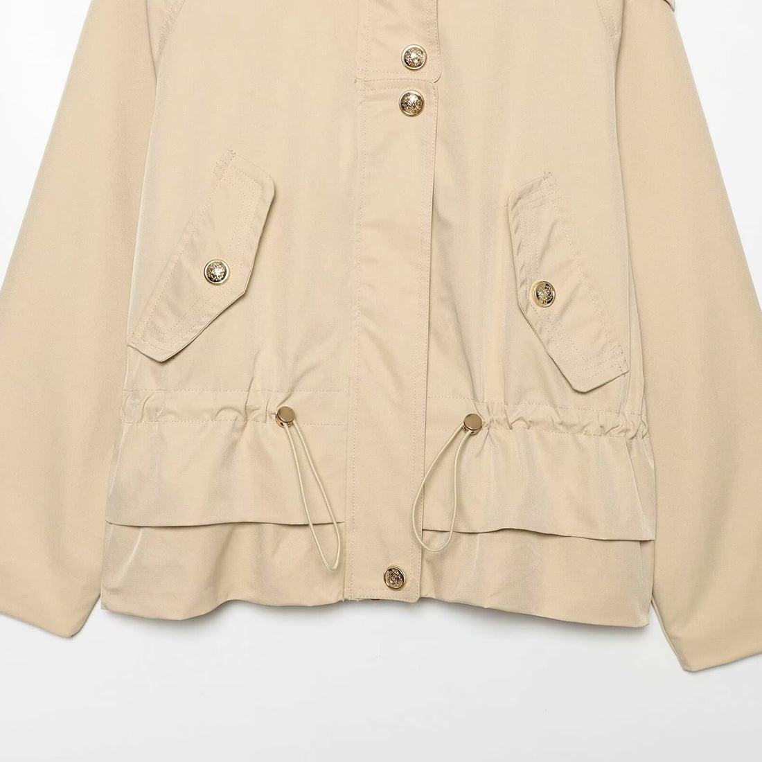 Damen Kurzparka mit Kapuze, Tunnelzug-Taille und Pattentaschen Echoarchiv