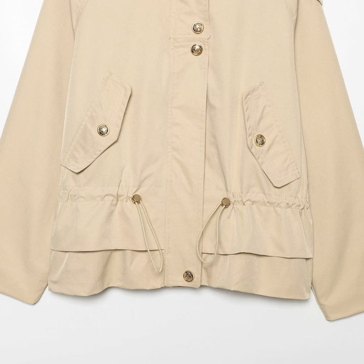 Damen Kurzparka mit Kapuze, Tunnelzug-Taille und Pattentaschen Echoarchiv