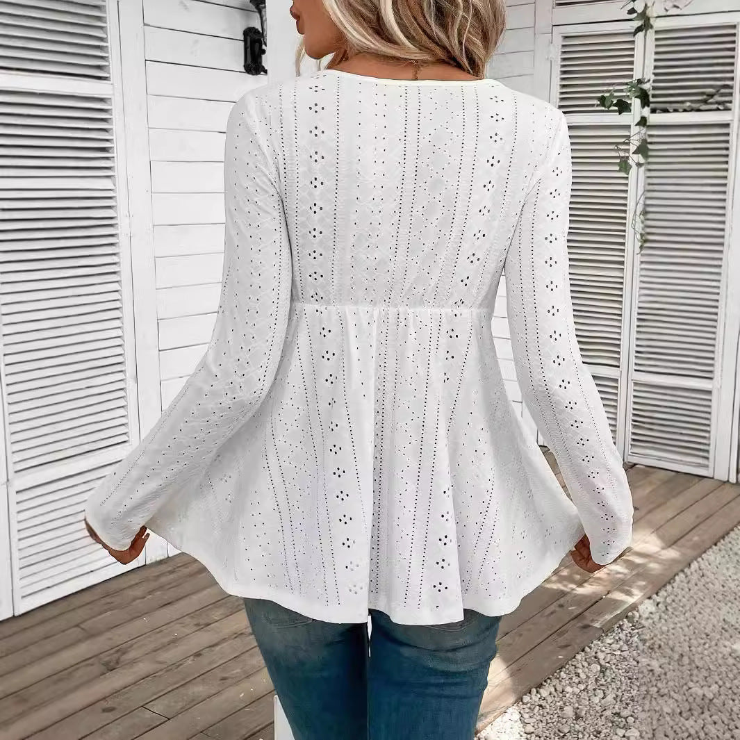 Damen nan romantische Broderie-Anglaise Tunika mit Taillen-Spitzenband und V-Ausschnitt Echo Archiv