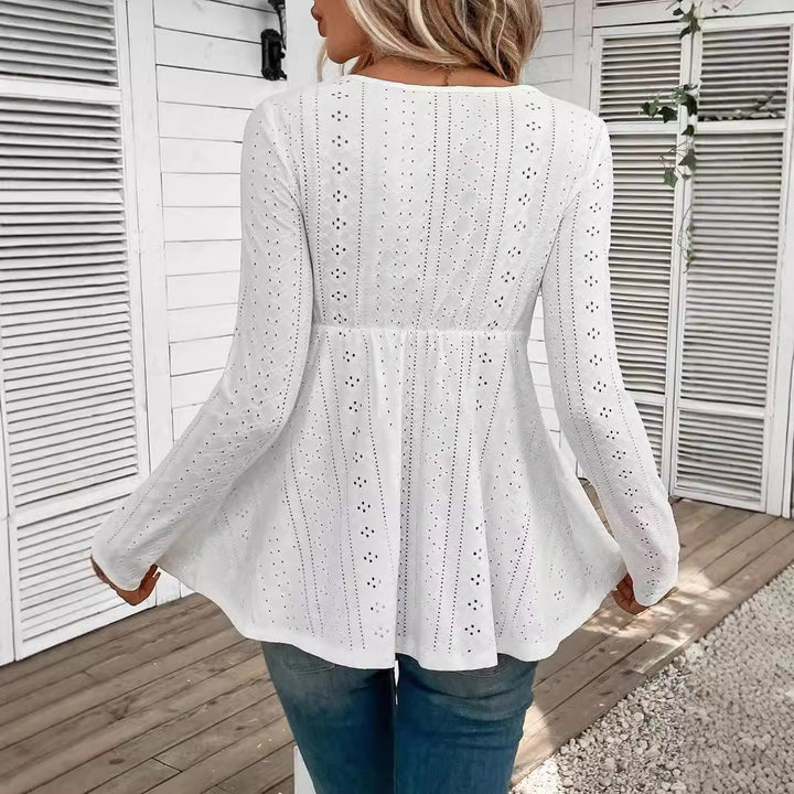 Damen nan romantische Broderie-Anglaise Tunika mit Taillen-Spitzenband und V-Ausschnitt Echo Archiv