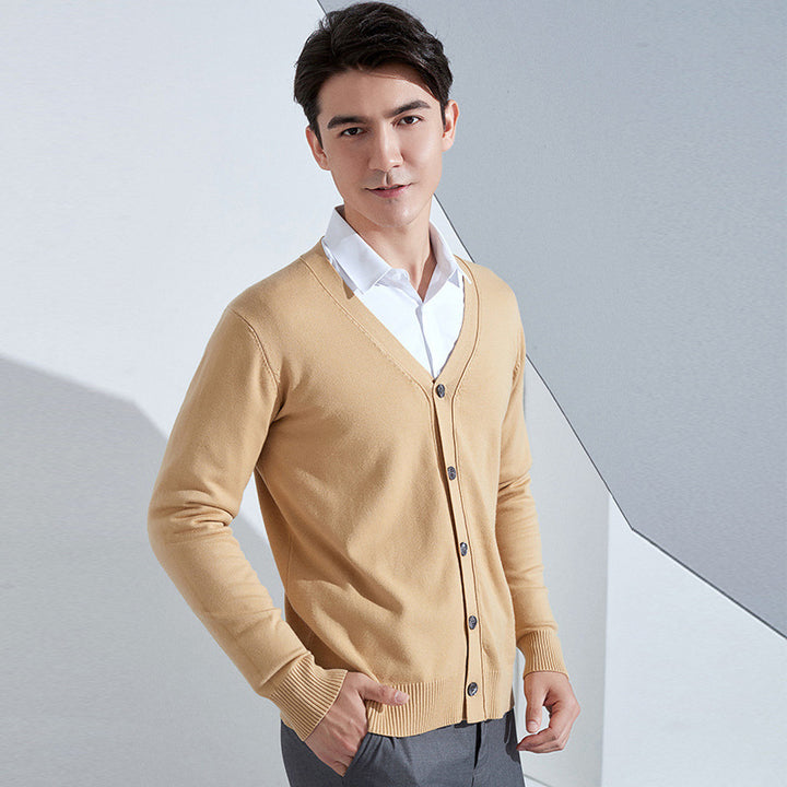 Herren Leichter Feinstrick-Cardigan mit V‑Ausschnitt und Business‑Silhouette Echoarchiv