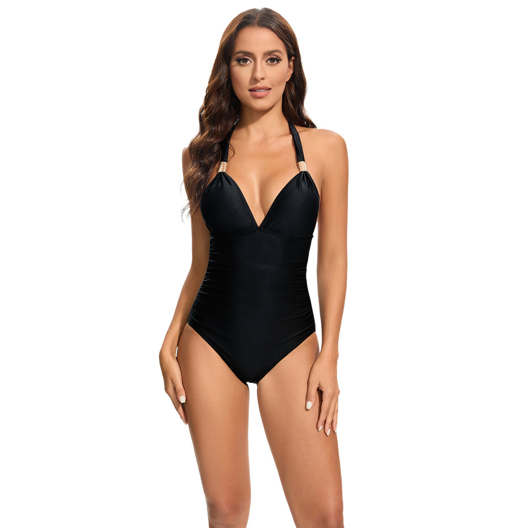 Damen Eleganter Badeanzug mit tiefem V-Ausschnitt und verstellbaren Trägern Echo Archiv