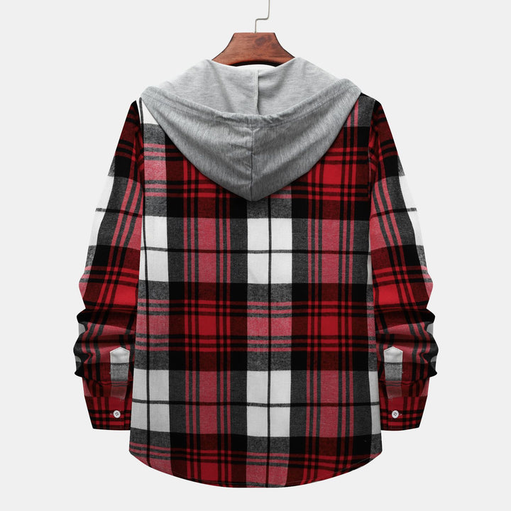 Herren Karohemdjacke mit integrierter Kapuze und modischem Design Echoarchiv