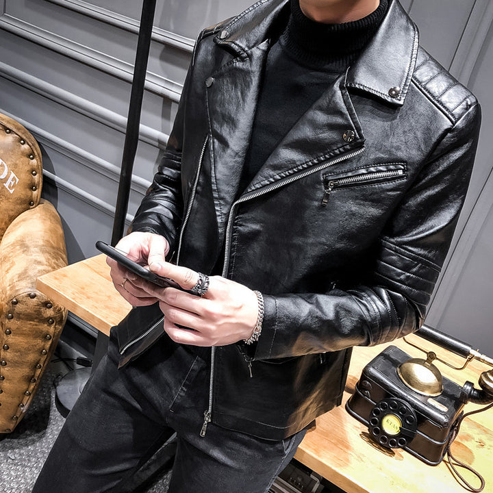 Herren Stilvolle Kunstleder-Bikerjacke Echo Archiv