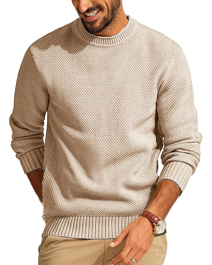Herren Waffelstrick-Pullover mit Rundhalsausschnitt Echo Archiv
