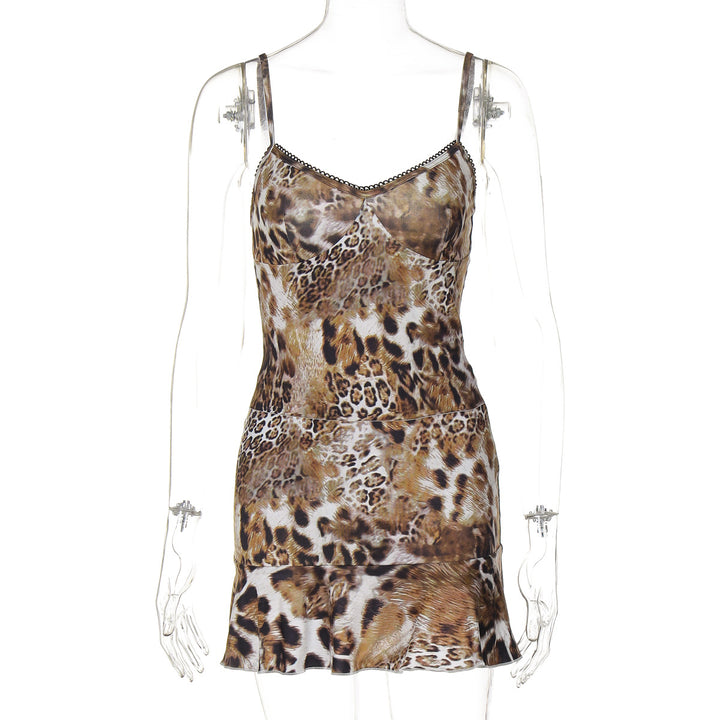 Damen Minikleid mit aufregendem Leopardenmuster und Spitzenbesatz Echo Archiv