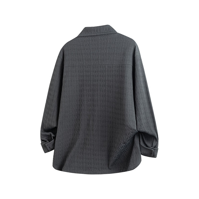 Damen Leicht strukturierte Oversize-Hemdjacke mit Reverskragen & Druckknopffront Echoarchiv