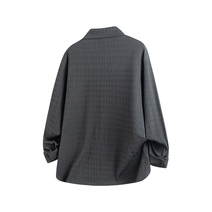 Damen Leicht strukturierte Oversize-Hemdjacke mit Reverskragen & Druckknopffront Echoarchiv