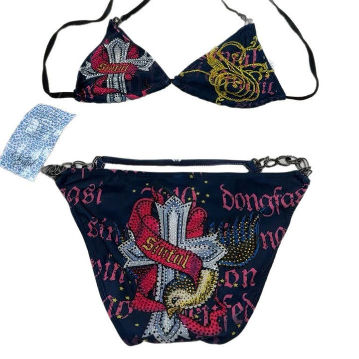 Damen Triangel-Bikini mit auffälligem Grafikumrandung Echo Archiv