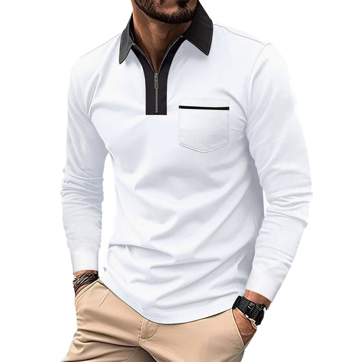 Herren sportliches Langarm-Henley-Shirt mit Reißverschluss und modernem Design Echoarchiv