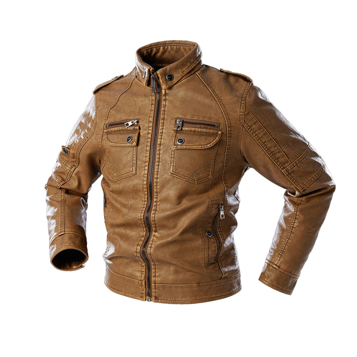 Herren lässige Lederjacke mit zahlreichen Taschen Echoarchiv