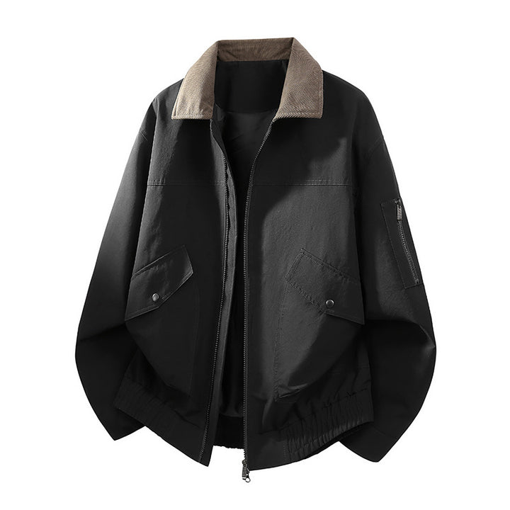 Herren Oversize Bomberjacke im Worker-Stil mit Cordkragen, Pattentaschen und elastischem Saum Echo Archiv