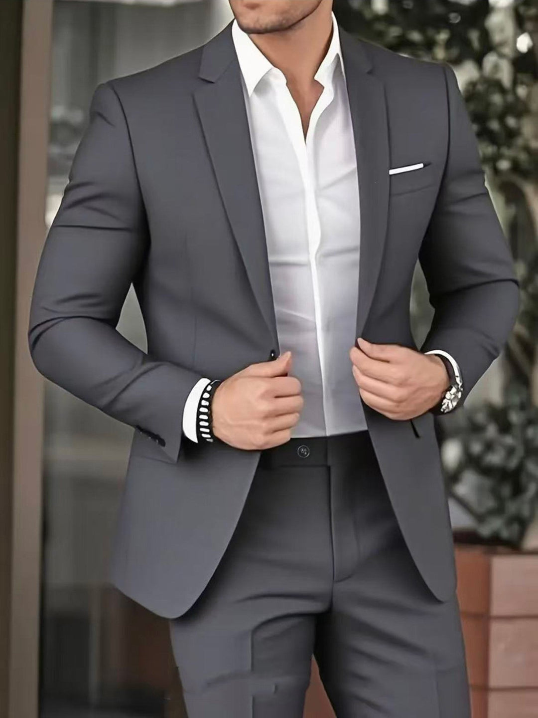 Herren nan schlanker Modern-Fit Anzug mit schmalem Revers und körpernaher Silhouette Echo Archiv