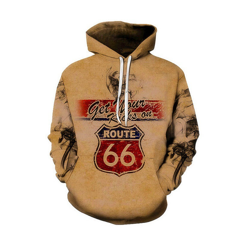 Herren Kapuzenpullover mit kreativem Route 66-Motiv Echoarchiv