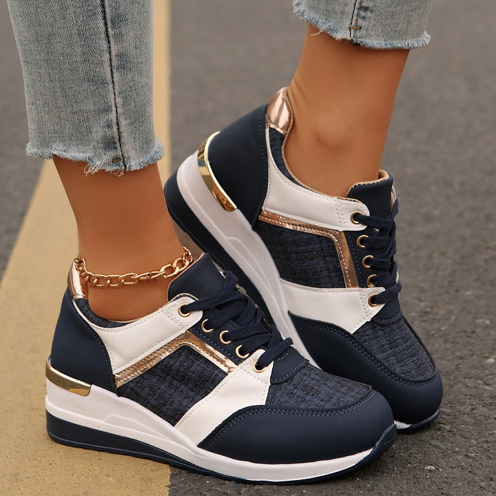 Damen  modische Plateau-Sneaker mit gepolstertem Memory-Fußbett und strukturierter Textil-Kombination Echo Archiv