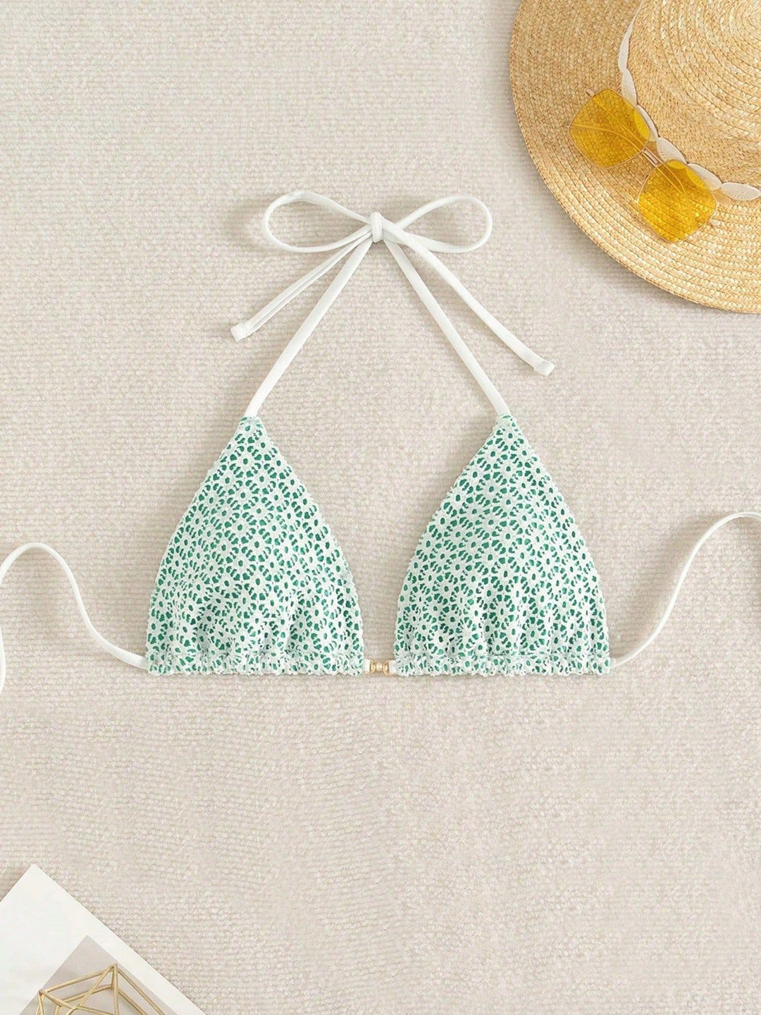 Damen Bikinihose mit seitlichen Bindebändern und floralem Muster Echo Archiv